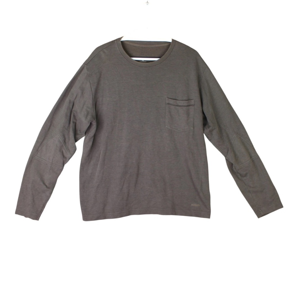 Patagonia Crew Neck Front Pocket Long Sleeve Pullover Tee Mens Large Dark Brown